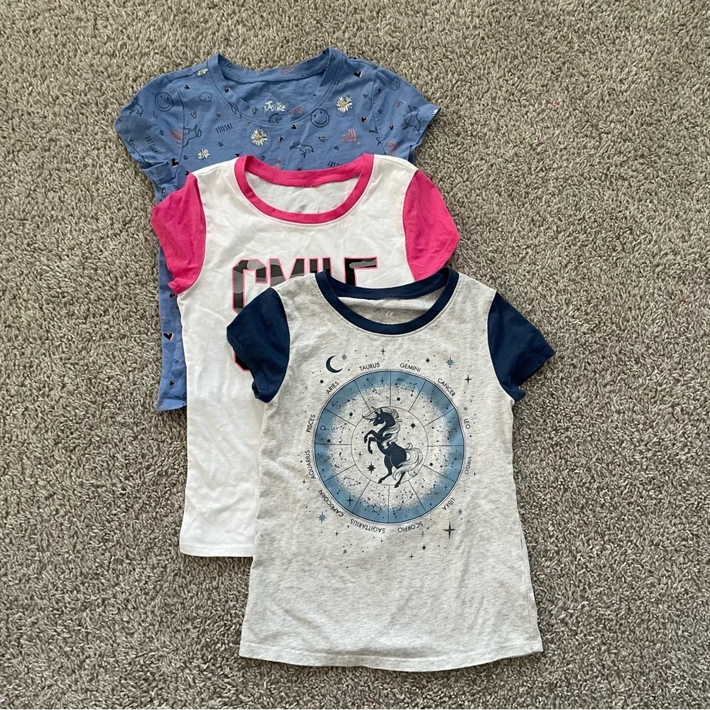(3) Justice Girls Graphic S/S T-shirts size 7